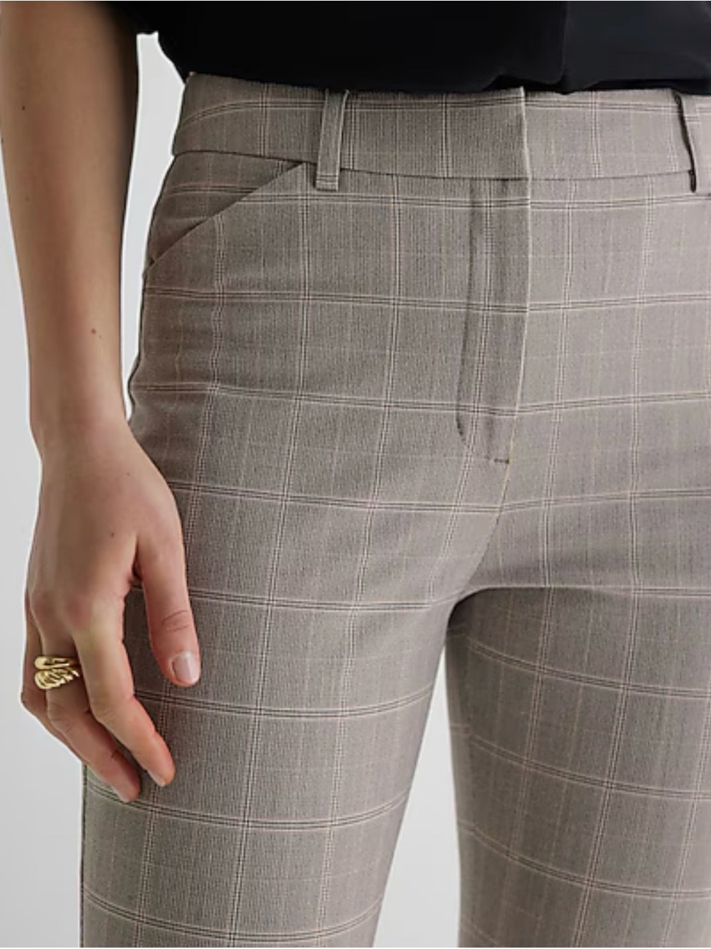 Express Plaid Editor Pants in Black and Cream